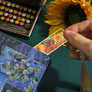 狮洛德 油画镂空书签开学礼物送学生小礼品金属黄铜直尺书签 简装