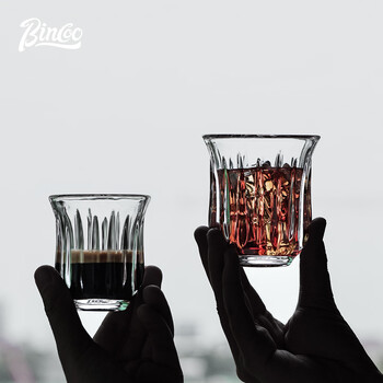 Bincoo手冲咖啡玻璃复古dirty咖啡杯澳白杯意式浓缩杯子烟灰色-160ml