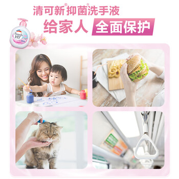 威露士清可新抑菌洗手液樱花525ml+525ml补充装替换 家庭儿童消毒护手