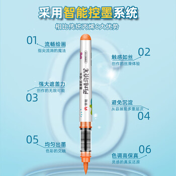 掌握软头直液式丙烯马克笔12色亲肤可水洗绘画笔控墨可叠色儿童水彩笔生日礼物学生开学季礼物