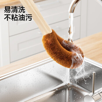 五月花锅刷椰棕厨房专用长柄刷锅神器清洁刷子去污洗碗不伤锅家用木刷