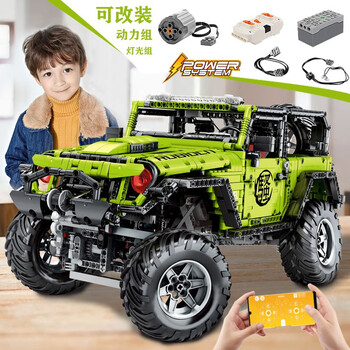 俏娟g700奔驰大g积木牧马人拼装越野吉普车遥控汽车模型高难度拼装男