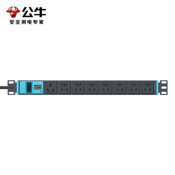 公牛（BULL）超功率保护/智能电流表16A大功率PDU机柜插座/插排/插线板/排插  8位总控全长1.8米 GNE-108DEV