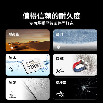 闪迪(SanDisk)128GB TF(MicroSD)4K内存卡 行车记录仪 监控摄像头专用 循环录制10,000小时 高耐用存储卡 闪迪(SanDisk)128GB TF(MicroSD)4K内存卡 行车记录仪 监控摄像头专用 循环录制10,000小时 高耐用存储卡
