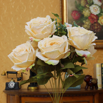 欧式玫瑰高档假花仿真花摆件客厅餐桌插花装饰品绢花单枝插花材料