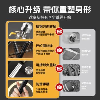 李宁跳绳负重成人减肥专用健身燃脂钢丝绳男女学生中考竞速训练绳