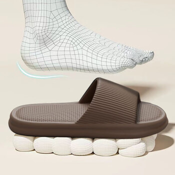 梦庭 拖鞋男厚底居家不磨不臭脚浴室洗澡防滑凉拖鞋 黑色 44-45码