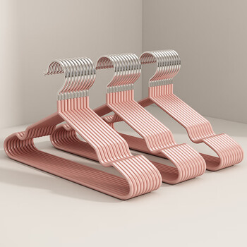 宫薰浸塑加粗衣架特粗衣架成人衣架浸塑防滑无痕衣撑子晾衣架粉色20个