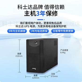 科士达（KSTAR）YDE1200 UPS不间断电源 1200VA/720W标准型 稳压收银 单PC20分钟续航【内置电池】