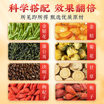 同仁堂蒲公英金桔茶消菊痘花茶决明子金银花护养颜肝熬夜养生茶140g