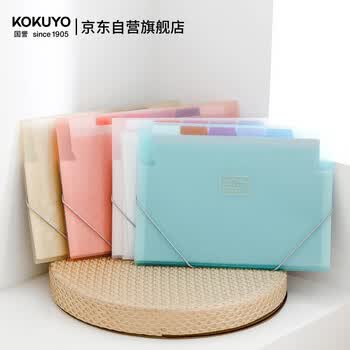 国誉(KOKUYO)A4风琴包淡彩曲奇学生薄款资料册松紧带文件夹6层7袋粉色1个WSG-DFC70P3C百年品牌