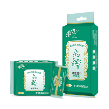 清风六神清凉湿巾16片*10包 小包便携出行 湿纸巾 联名款整箱