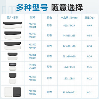 肯辛通（Kensington）ErgoSoft™鼠标腕托 鼠标腕垫 人体工学鼠标垫 超薄鼠标触控板腕托（黑色）K52803