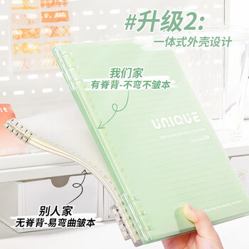 三木（SUNWOOD）A5/60张120页不硌手活页本 半透外壳简约6孔可拆卸便携活页笔记本 考研错题作业本 淡粉 1393
