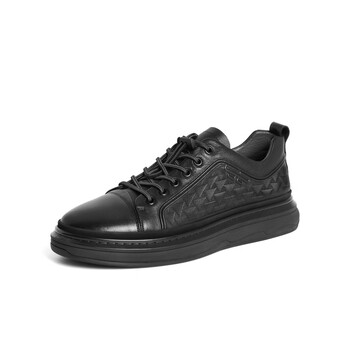 百丽belle男鞋黑色板鞋子男023秋新款增高真皮商务休闲皮鞋男a1185cm3