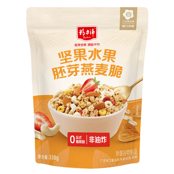 精力沛坚果水果胚芽燕麦脆338g 即食非油炸健康零食麦片冷泡牛奶早餐