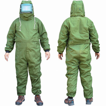 衣体式劳保防护喷漆帆布帽连工作防化服橘黄色连体服不含透气 军绿色