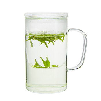 雅集玻璃杯加厚办公室带盖带把手带过滤大茶杯 茶水分离男士泡茶杯