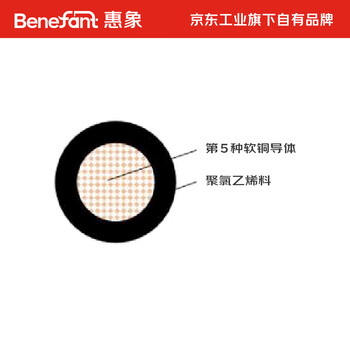 惠象 京东工业自有品牌 RV单芯软电线 450/750V 1X6 黑色 100米/卷