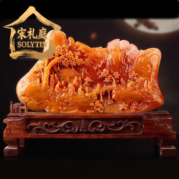 藏出 古董品 寿山石 細密彫刻 乘風破浪 置物 擺件 古賞物  寿山石雕摆件价格报价行情- 京东