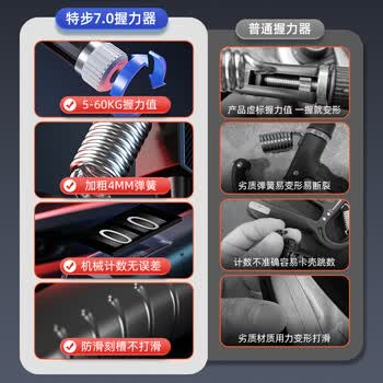 特步（XTEP）计数握力器练手力男士可调节康复腕力球儿童训练手臂锻炼健身器材