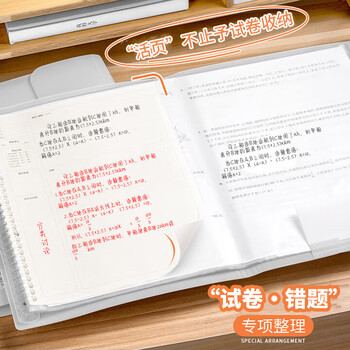 三木（SUNWOOD）20页40张 A3大容量试卷活页收纳资料册 学生试卷考卷透明插页文件夹 3957 白色