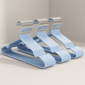 宫薰浸塑加粗衣架特粗衣架成人衣架浸塑防滑无痕衣撑子晾衣架蓝色20个