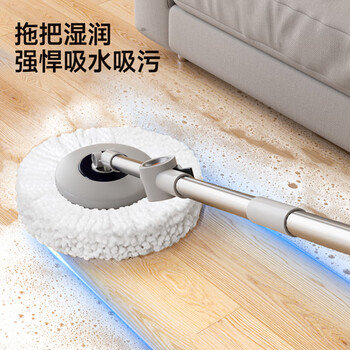 五月花旋转拖把杆共2布加粗拖把盘尘推杆圆拖把头配件杆盘套装JJ-PJ137