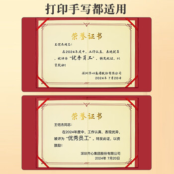 齐心（COMIX）【热门商品】荣誉证书12K/10本装附12页证书内芯 精致烫金颁奖表彰奖状 办公文具 EC703