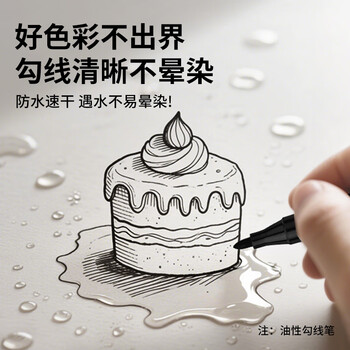 Touch mark勾线笔双头水性记号笔易水洗儿童绘画学生用美术勾线笔生日礼物12支 混色款