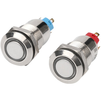瀚时恒业 12mm小型金属按钮开关圆形按键自复位启动电源 平头电源符号红光不配导线自锁/按下锁住通电12-24V（10个）