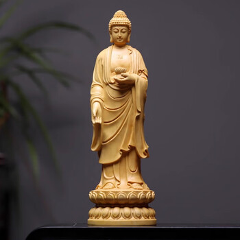 P651 時代物 木彫彫刻 唐木黄楊 布袋立像 唐物 中国古玩/80