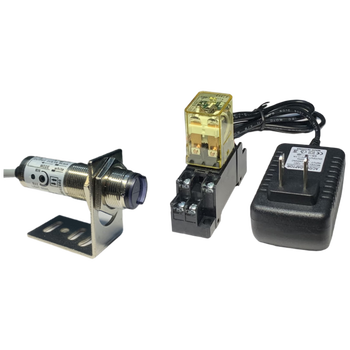 珀帝光电开关继电器套装缺料自动关停设备 继电器+CDD-40N 红外漫反射光电开关触发方式：物体离开消失时触发