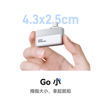 雷克沙（Lexar）2TB Type-c USB3.2 移动固态硬盘（PSSD) Professional GO 传输速度1050MB/s 直插手机  银色
