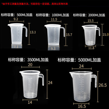 海斯迪克 HKCL-530 带盖塑料量杯 带把手pp刻度烧杯 透明测量计量杯 2000ml加盖 海斯迪克 HKCL-530 带盖塑料量杯 带把手pp刻度烧杯 透明测量计量杯 2000ml加盖