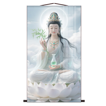 【美品】観世音菩薩 掛軸 仙涯　約181✕54cm 共箱付 美品】観世音菩薩 掛軸 仙涯 約181✕54cm 共箱付 美品】