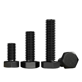 闽都 8.8级外六角发黑螺丝加长高强度六角头淬黑螺栓 6*12（30个）