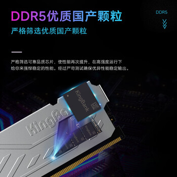 金百达（KINGBANK）32GB(16GBX2)套装 DDR5 6000 台式机内存条 国产颗粒 银爵 C36 Deepseek硬件