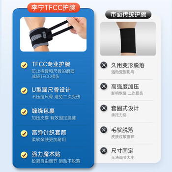 李宁护腕腱鞘炎tfcc健身手腕拉伤运动用固定护具羽毛球卧推加压护套