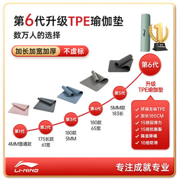 李宁（LI-NING）瑜伽垫tpe男女健身加厚宽专业防滑跳绳操运动静隔音减震地垫子绿