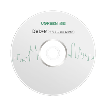 绿联 DVD+R空白光盘50片装 16倍速4.7G大容量 一次性碟片 电脑读取刻录存储办公文件数据视频音乐
