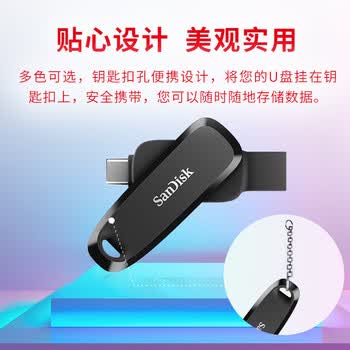 闪迪（SanDisk）256GB Type-C USB3.2 手机U盘DDC6橙色 手机电脑存储盘 双接口大容量优盘