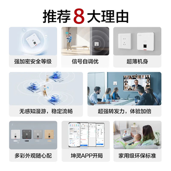 华为全屋WiFi6套装4双网口86面板AP+8口交换机 无线千兆一拖四家用ac+ap路由器组网 企业级AP162E网络