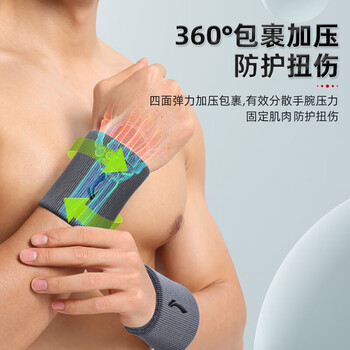 李宁（LI-NING）护腕运动健身吸擦汗腕巾带羽毛球篮排网球腱鞘炎手腕拉伤用护具