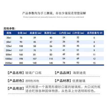 海斯迪克 玻璃广口试剂瓶 加厚密封磨砂大口样品瓶 棕色125ml HKCL-261 海斯迪克 玻璃广口试剂瓶 加厚密封磨砂大口样品瓶 棕色125ml HKCL-261