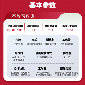 TAISITE干燥箱电热鼓风恒温老化实验工业不锈钢内胆食品药材烘干 101-0DB