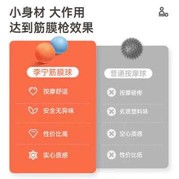 李宁筋膜球健身按摩球瑜伽足底肩颈膜训练运动手握黑
