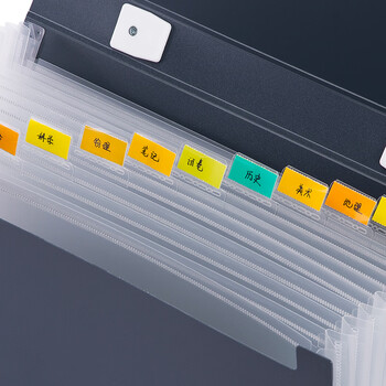 得力（deli）13格A4手提风琴包多层文件夹 乐素系列学生试卷资料收纳 办公文件保护 小学初中高中 深蓝72593