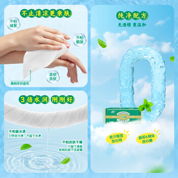 清风六神清凉湿巾16片*10包 小包便携出行 湿纸巾 联名款整箱