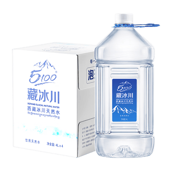5100西藏冰川天然饮用水4L*4瓶 整箱 刘涛同款大桶装泡茶弱碱饮用水
